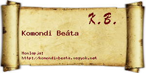 Komondi Beáta névjegykártya